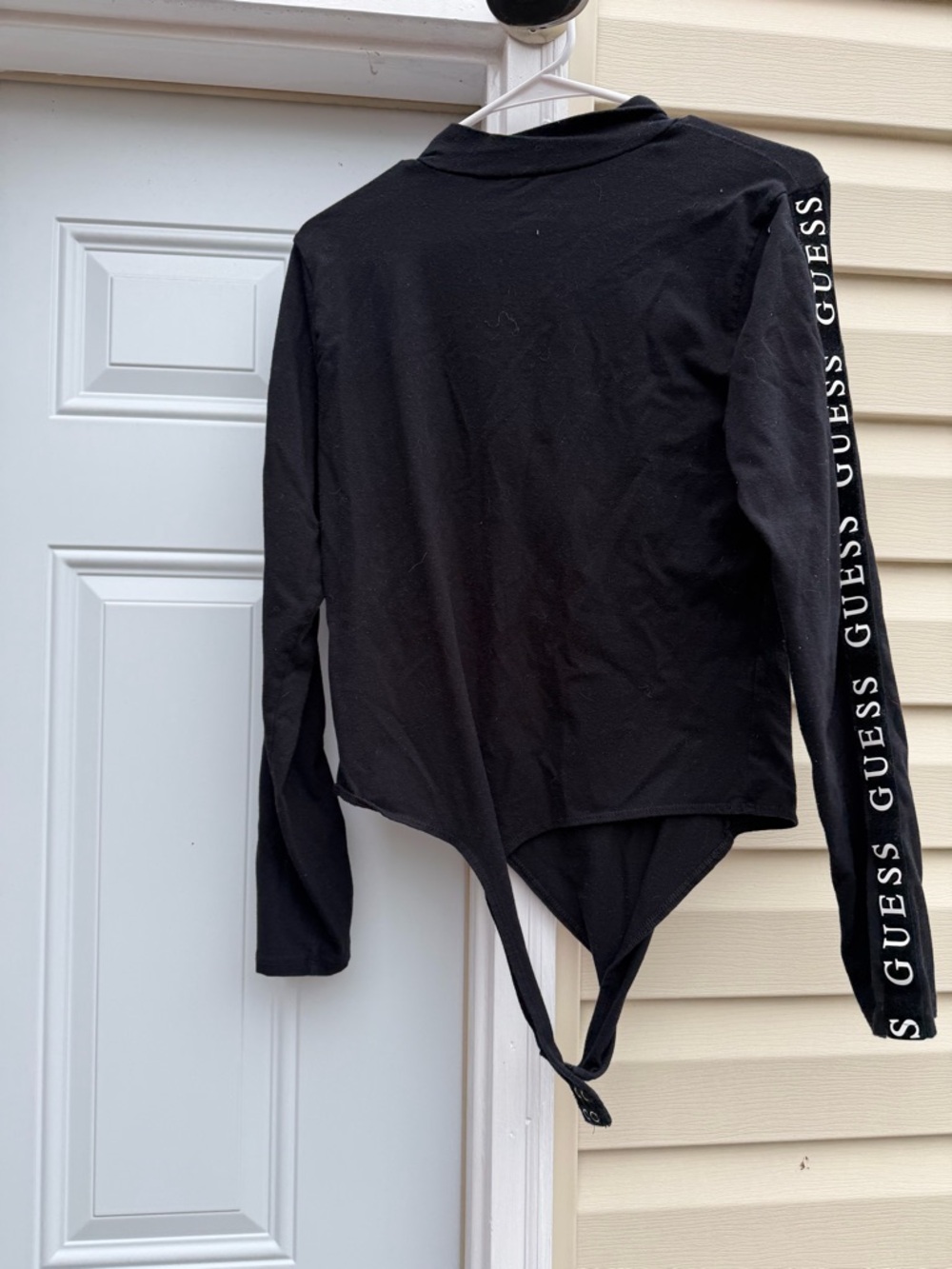 Guess Black Long-Sleeve Zip Bodysuit with Logo Sleeve xxl - Picture 8 of 9